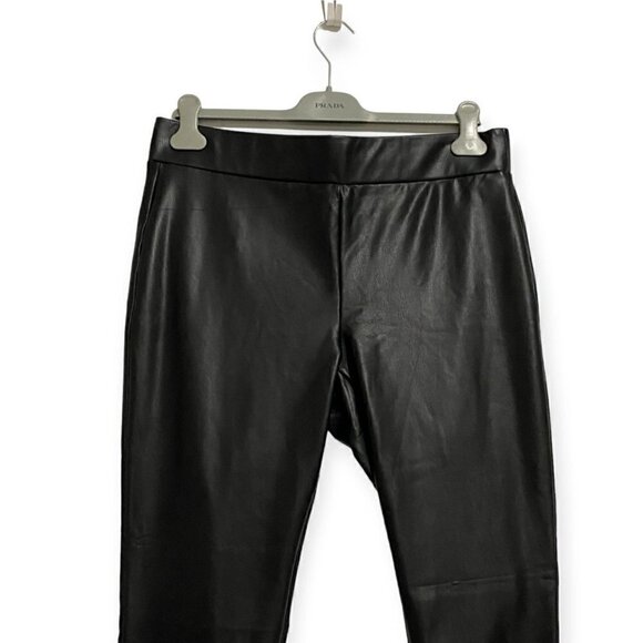 Loft Black Faux Leather Stretch Pants/Leggings, Size L - Picture 3 of 9